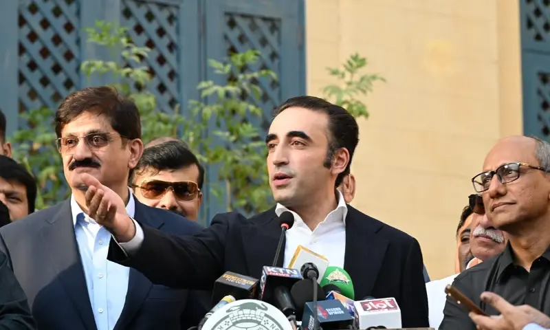 PPP Chairman Bilawal Bhutto-Zardari speaks to the media at Spencer Eye Hospital in Karachi’s Lyari on Oct 27. — X/MediaCellPPP PPP Chairman Bilawal Bhutto-Zardari speaks to the media at Spencer Eye Hospital in Karachi’s Lyari on Oct 27. — X/MediaCellPPP