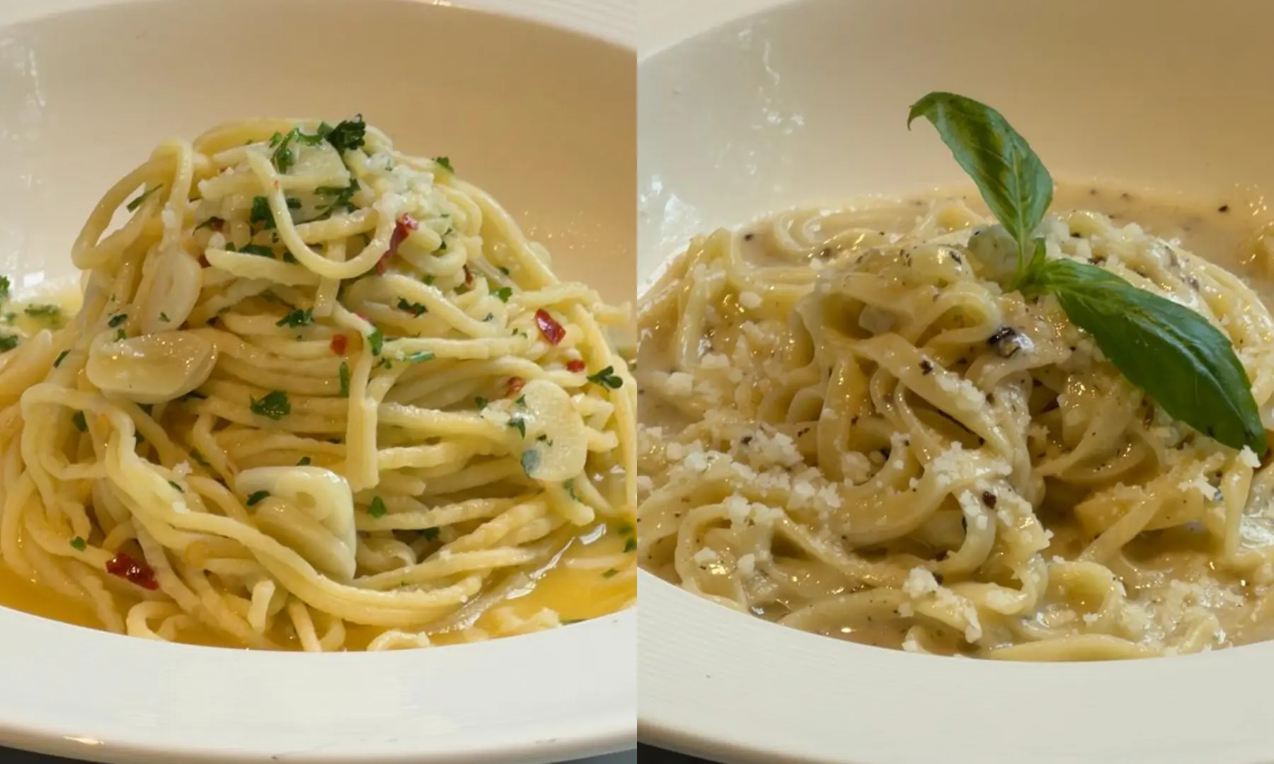 Aglio Olio and Cacio e Pepe