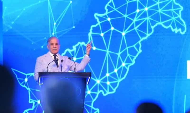Prime Minister Muhammad Shehbaz Sharif addresses the inaugural ceremony of AI cloud Sky47 in Rawalpindi on July 24, 2026. &mdash; PakPMO/X
