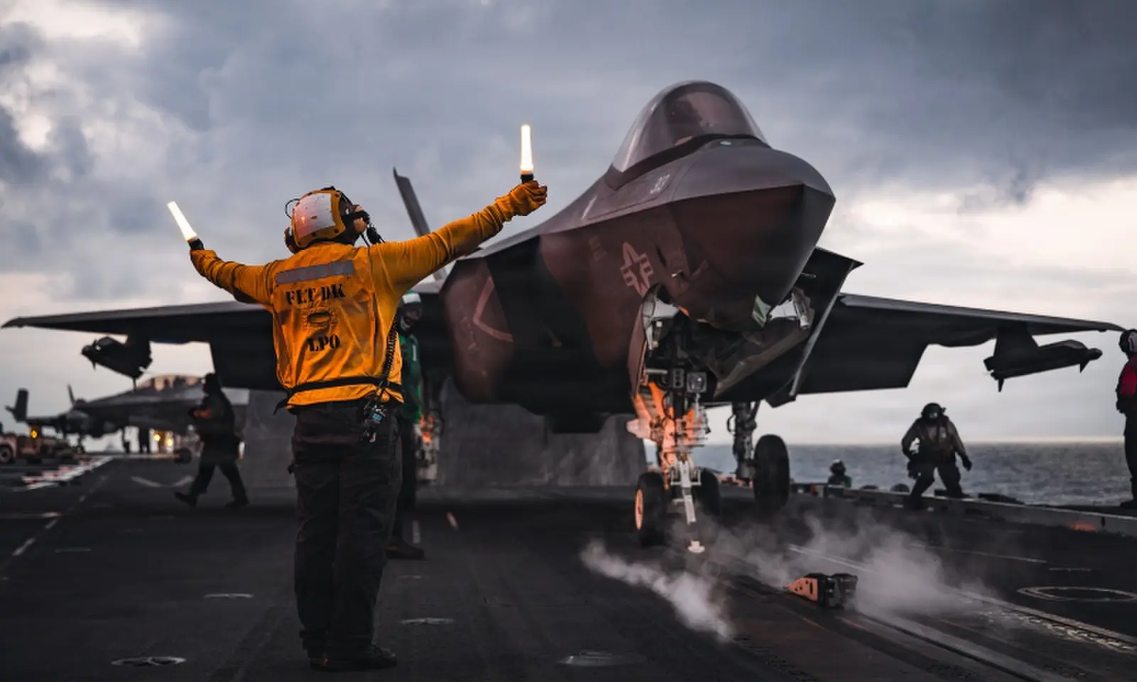 A US F-35 fighter jet prepares for takeoff from an aircraft carrier in the Middle East, in this photo released by US Central Command on October 19, 2026. — X/@CENTCOM