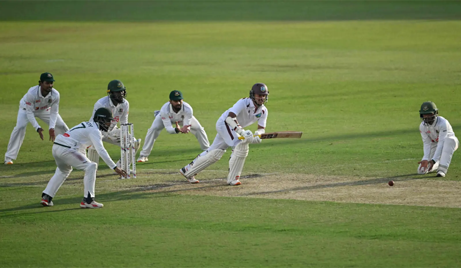 WEST INDIES batter Tagenarine Chanderpaul in action during the first Test against Bangladesh at the Sher-e-Bangla National Stadium on Thursday.—AFP WEST INDIES batter Tagenarine Chanderpaul in action during the first Test against Bangladesh at the Sher-e-Bangla National Stadium on Thursday.—AFP