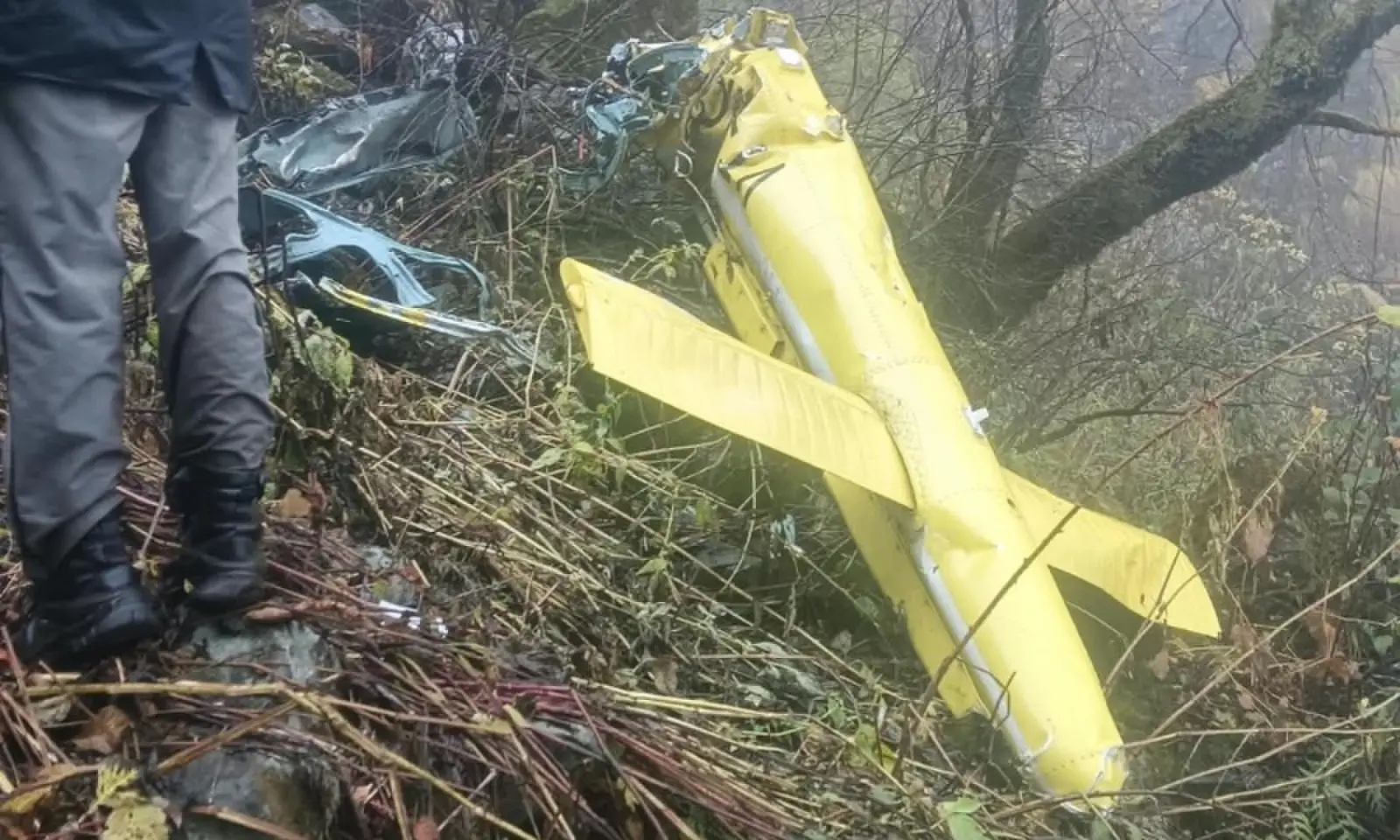 An image of debris from a helicopter which crashed in the Chamoli district of India's Uttarakhand state on October 30, 2026. &mdash; X/@ANI