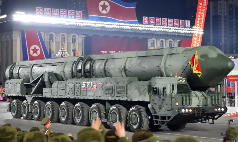 A missile is displayed during a military parade to mark the 75th founding anniversary of North Korea's army, at Kim Il Sung Square in Pyongyang, North Korea, on February 8, 2023, in this photo released by North Korea's Korean Central News Agency (KCNA). — Reuters A missile is displayed during a military parade to mark the 75th founding anniversary of North Korea's army, at Kim Il Sung Square in Pyongyang, North Korea, on February 8, 2023, in this photo released by North Korea's Korean Central News Agency (KCNA). — Reuters