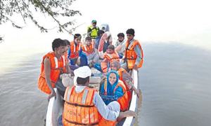 People evacuated from flooded areas