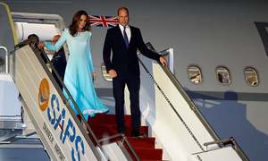 Britain's Prince William, Kate Middleton arrive in Pakistan on 5-day visit