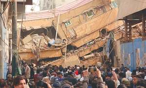 Six-storey residential building collapses in Karachi's Ranchhore Line