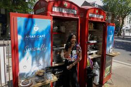 Caffeine calling: London phone boxes serve up coffee after lockdown
