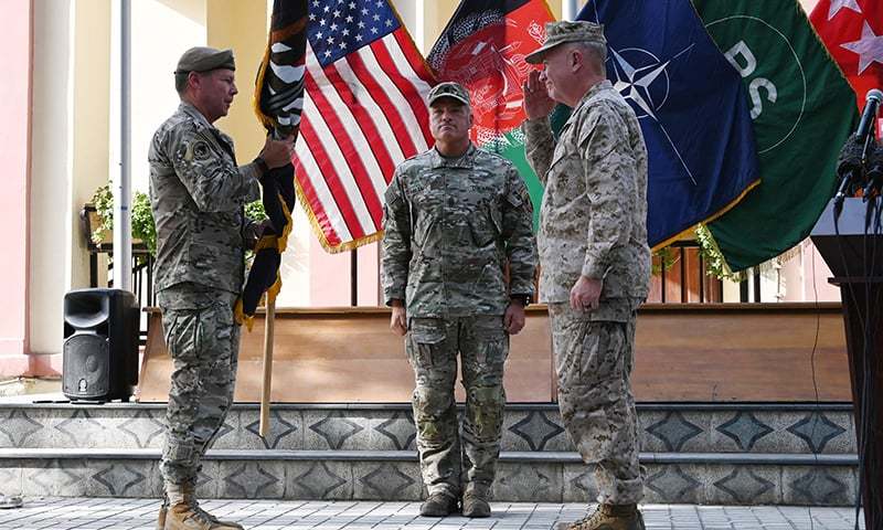 Top US general in Afghanistan relinquishes command in symbolic end to war