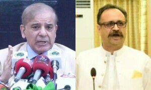 منگلا میں افتتاحی تقریب کے دوران شہباز شریف اور وزیراعظم آزاد کشمیر کے درمیان تکرار