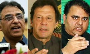 توہین الیکشن کمیشن کیس: عمران خان، فواد چوہدری، اسد عمر کے وارنٹ گرفتاری جاری