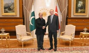 وزیراعظم شہباز شریف کی ترک صدر اردوان سے ملاقات، زلزلے سے جانی نقصان پر اظہار تعزیت