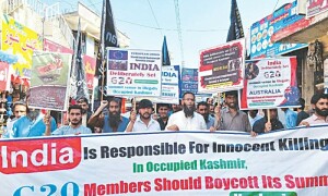 سری نگر میں جی 20 اجلاس کے انعقاد کے خلاف پاسبان حریت جموں کشمیر کا احتجاج