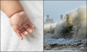 طوفان کے باعث انخلا کرنے والے جوڑے نے نومولود بیٹی کا نام &rsquo;بائپر جوائے&lsquo; رکھ دیا