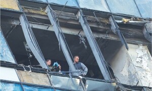 Drone hits tower housing Russian ministries