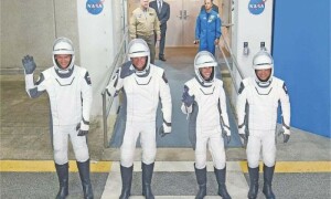 Nasa and SpaceX crew of four blast off to ISS