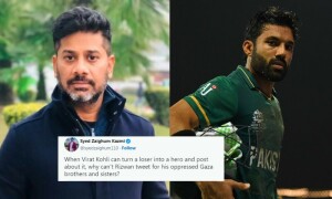 محمد رضوان کی غزہ سے متعلق ٹوئٹ: پاکستانیوں نے بھارتی صحافی کو آڑے ہاتھوں لے لیا