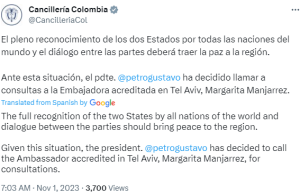 Colombia, Chile recall envoys from Israel over &lsquo;massacre&rsquo; of Palestinians