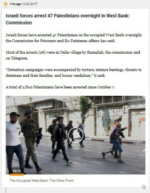 Israeli forces arrest 47 Palestinians overnight in West Bank: Commission