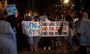 PHOTOS: People protest against banning of pro-Palestinian groups at Columbia University