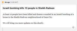 Israeli bombing kills 10 people in Sheikh Radwan