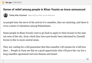 Sense of relief among people in Khan Younis as truce announced