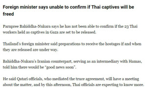 Foreign minister says unable to confirm if Thai captives will be freed