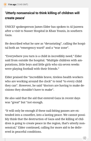 &lsquo;Utterly nonsensical&rsquo; to think killing children will create peace: Unicef official