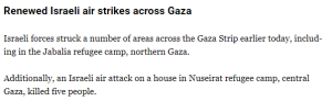 Renewed Israeli air strikes across Gaza: report