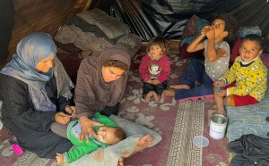 PHOTOS: Displaced Palestinians take shelter at Khan Younis tent camp