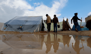 Displaced Palestinians in south Gaza describe living in flooded makeshift tents