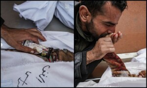 &rsquo;یہ بسکٹ اپنے ساتھ جنت میں لے جانا&lsquo;، اسرائیلی بمباری میں شہید بچے کے والد کی ویڈیو وائرل