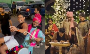 عامر خان کی بیٹی کی شادی پر دولہے کی &lsquo;بنیان اور نیکر&rsquo; کیساتھ انٹری، ویڈیو وائرل