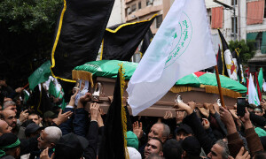 Thousands gather for Saleh al-Arouri&rsquo;s funeral in Beirut