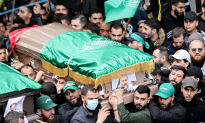 Hundreds mourn Hamas leader at Beirut funeral