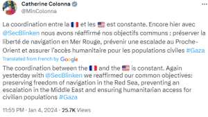 US, France agree to seek de-escalation of tensions in West Bank, avoid same in Lebanon, Iran