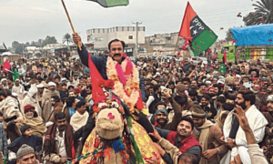 Candidates in Muzaffargarh riding camels to attract voters