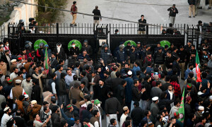 PHOTOS: PTI supporters protest in Peshawar against poll results