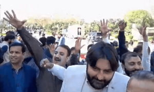 PML-N, PTI-backed candidates chant slogans in face-off outside Punjab Assembly
