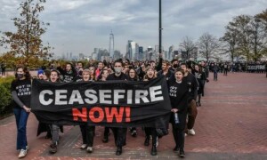 Dozens of pro-Palestine protesters arrested outside of Biden interview