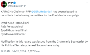 PPP forms 4-member committee for presidential campaign