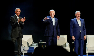 Protesters interrupt Biden, Obama, Clinton at $25m New York fundraiser