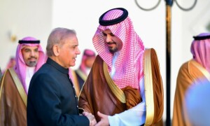 PM Shehbaz lands in Saudi Arabia on first foreign visit since election