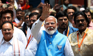 Modi files candidacy for parliamentary seat in India&rsquo;s election in holy city Varanasi