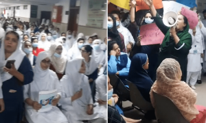 لاہور: ڈاکٹرز کی گرفتاری کیخلاف احتجاج، مریم نواز سے معافی مانگنے کا مطالبہ