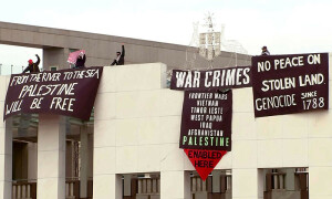 Pro Palestine protesters scale roof of Australia&rsquo;s Parliament