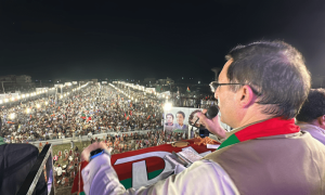 PTI marks Imran&rsquo;s &lsquo;year in prison&rsquo; with Swabi jalsa