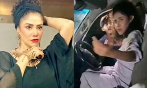 اداکارہ انجلینا ملک کی گاڑی سے &rsquo;حادثہ&lsquo;، ہجوم نے اداکارہ کو گھیر لیا