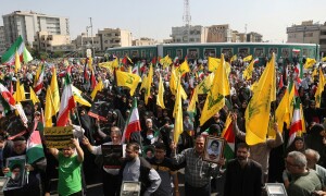 Tens of thousands protest against Lebanon &lsquo;bloodbath&rsquo; in Iran