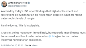 UN chief expresses alarm at &lsquo;catastrophic levels of hunger&rsquo; in Gaza