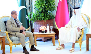وزیراعظم شہباز شریف کی امیر قطر شیخ تمیم بن حمد آل ثانی سے ملاقات
